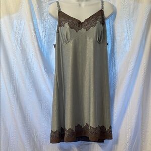 Soma lingerie sleeping gown dusty blue with gray lace size xl extra large